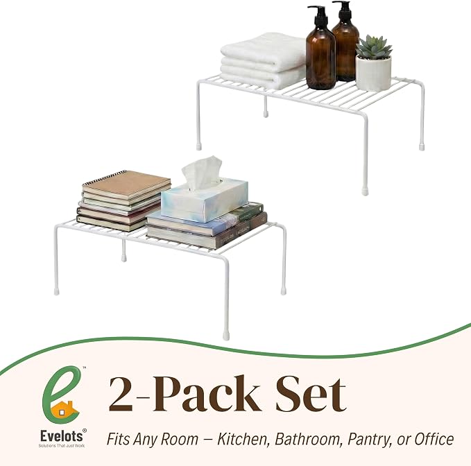 Evelots Wire Rack Cabinet Shelf Organizer -2 Pack Sturdy Metal Cabinet Riser - Image 7