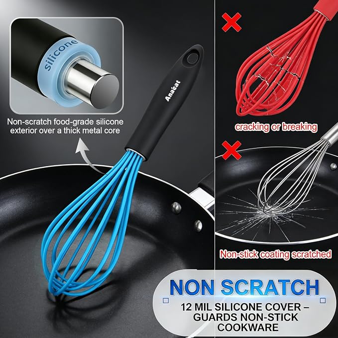 Anaeat Silicone Balloon Whisk, Milk and Egg Beater Blender, Heat Resistant - Image 3