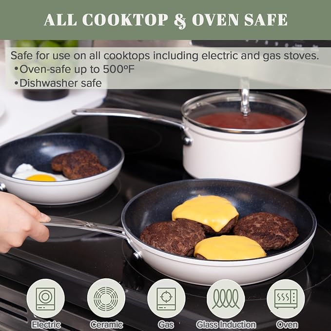 Nuwave 7pc Cookware Set Healthy Duralon Blue Ceramic Nonstick Coated, Diamond - Image 5