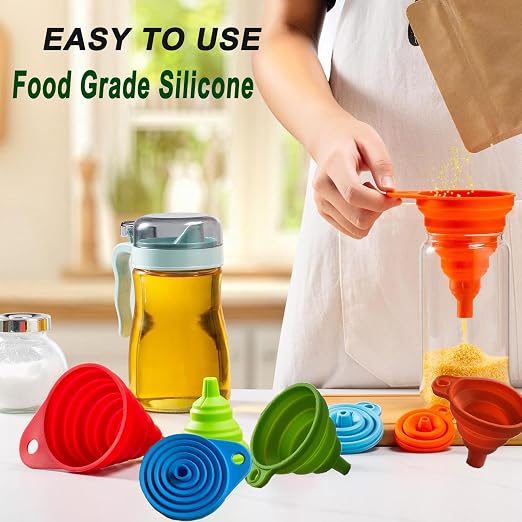 Kitchen Funnel Set of 3, Medium and Large, Kitchen Gadgets Accessories Foldable - Image 3