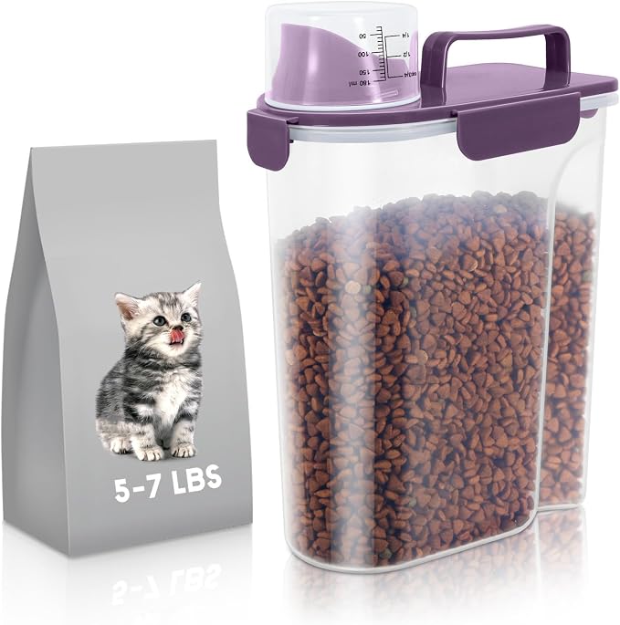 LEAWALK 5Lbs/6Qt Airtight Pet Storage Container Translucent Body, Upgraded by LEAWALK