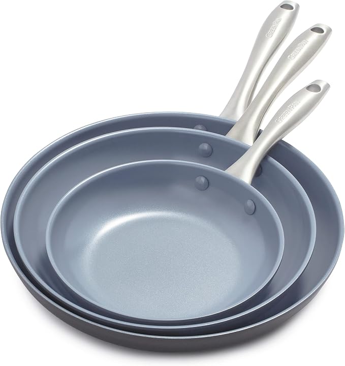 GreenPan Lima Hard Anodized 8" 10" & 12" Frying Pan Skillet Set, Ceramic by GreenPan