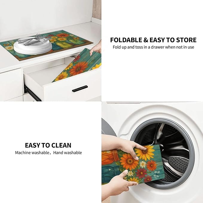 Rustic Vintage Flower Dish Drying Mats - Image 9