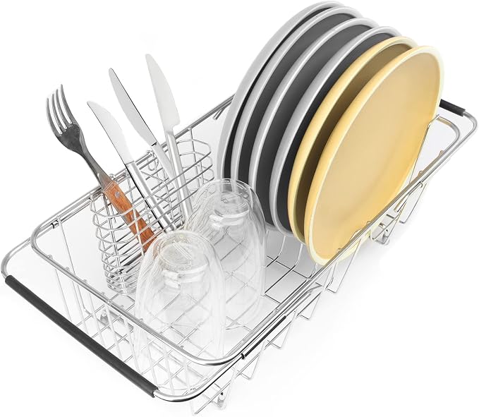 Sink Dish Drainer Rack, Expandable 304 Stainless Steel Dish Drying Rack by BTLATHA