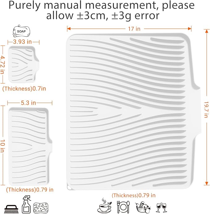 Silicone Dish Drying Mat for Kitchen Counter, Dish Drying Pad, Non-Slip Drain - Image 2
