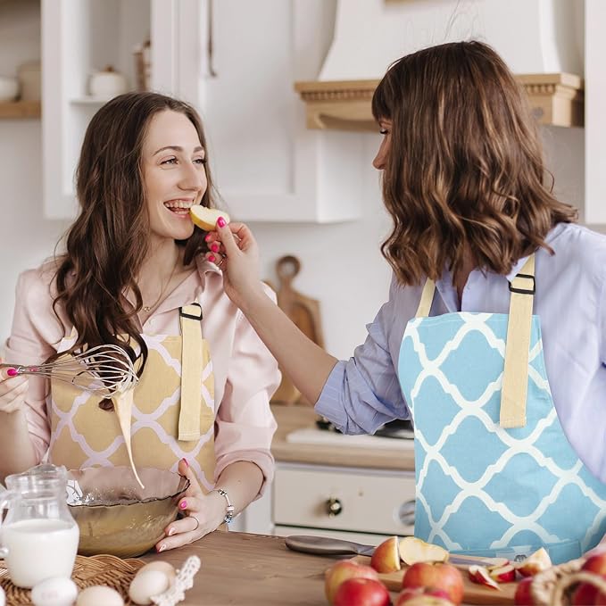 2 Pieces Aprons for Women with Pockets, Cotton Linen Waterproof Kitchen Cooking - Image 3