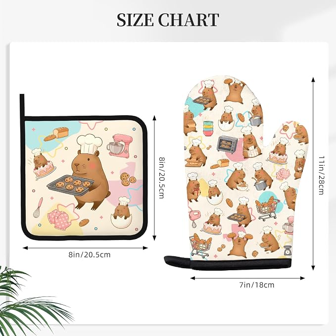 Capybara Gifts for Women, Funny Capybara Oven Mitt & Pot Holder Set, Heat - Image 2