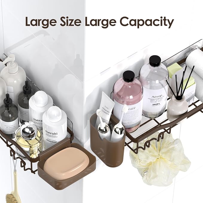 NESOMI Shower Caddy Adhesive Shower Organizer 8-Pack, Rustproof Stainless Steel - Image 9