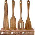 4 Pcs Acacia Wooden Spatula Set Non Toxic Kitchen Utensil Set Slotted Turner by Ayiaren