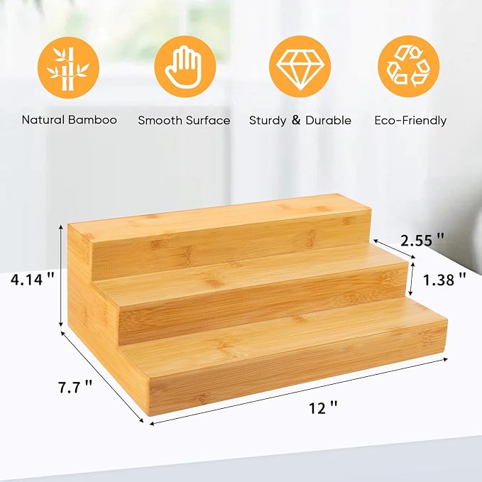 Bamboo Spice Rack Organizer for Cabinet 2 Pack - Image 3
