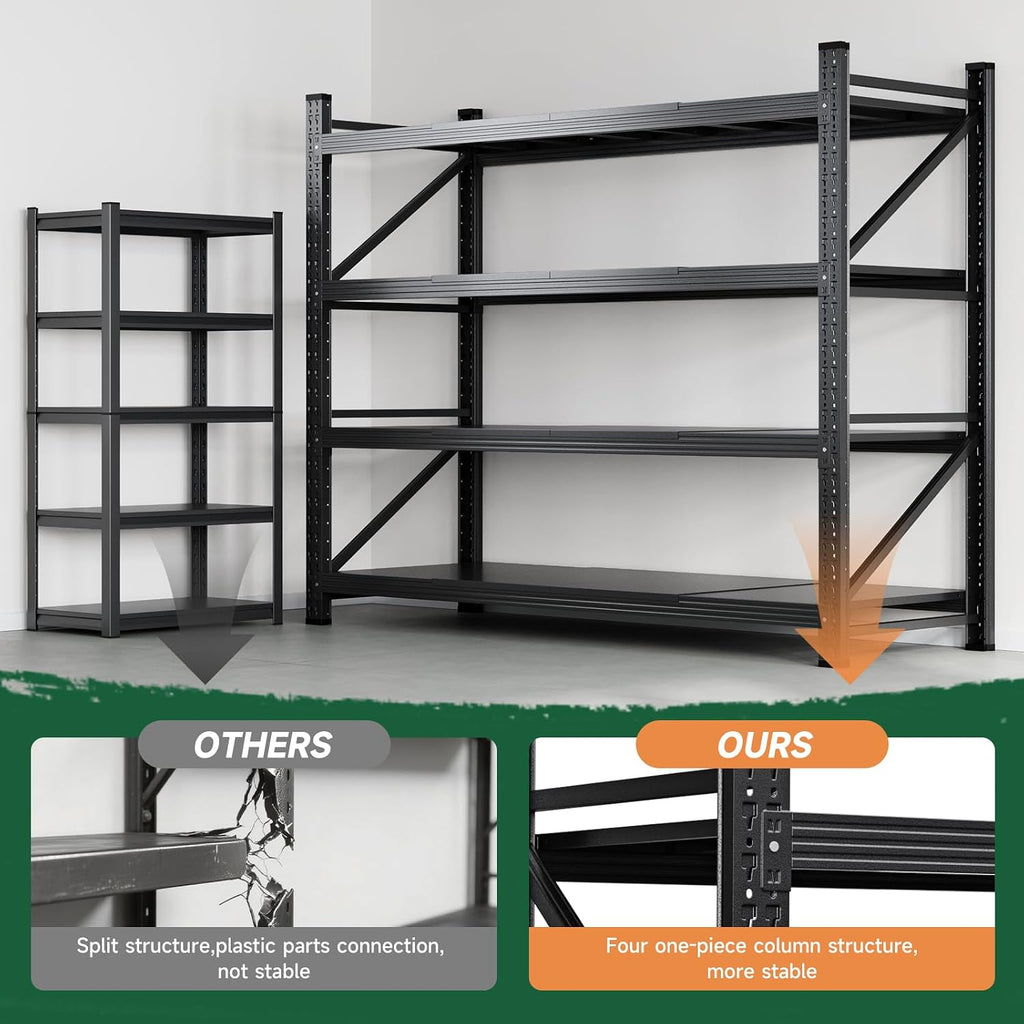 71.3" W Metal Storage Shelves,5000LBS Heavy Duty Garage Shelving