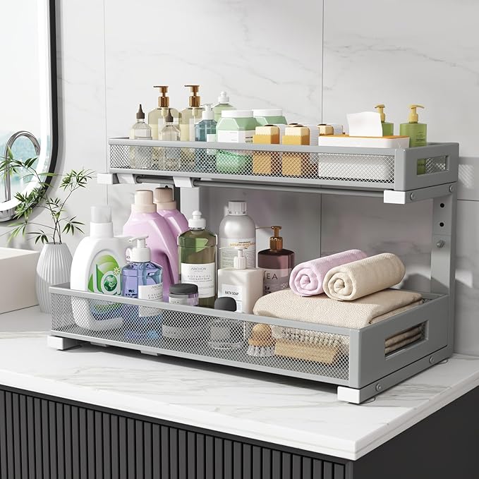 1 Pack 19IN Depth Under Sink Storage Organizer, Large 2-Tier Elegant Mesh Pull - Image 8