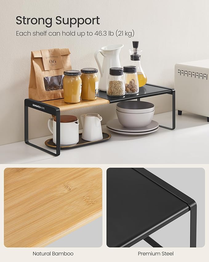 SONGMICS HOME Spice Racks, Expandable Cupboard Shelf Orgnizers, Kitchen Counter - Image 5