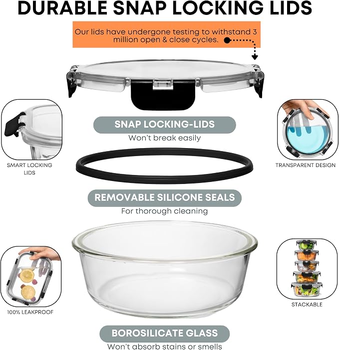Razab 30 PC Glass Food Storage Containers - Image 3