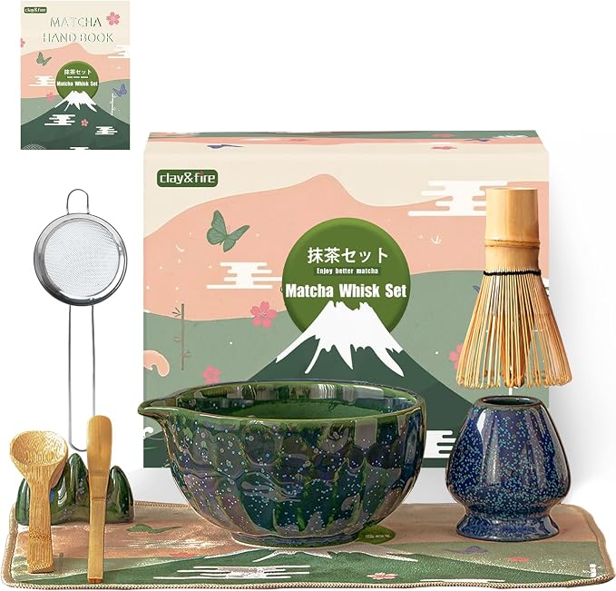 Clay&Fire Matcha Whisk Set，9 Pcs Ceramic Matcha Set, 15 OZ Matcha Bowl - Image 9