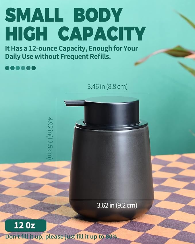 Bosilunlife Ceramic Foaming Soap Dispenser - 12Oz Bathroom Countertop Kitchen - Image 4