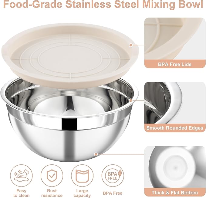 7 Piece Stainless Steel Mixing Bowls - Image 3