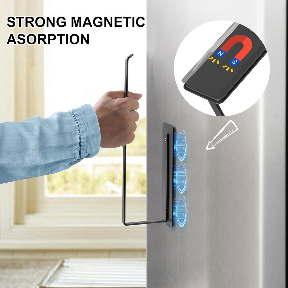 EASTTOWEST Magnetic Paper Towel Holder,Black Towel Bar Rack for