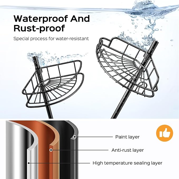 HAMITOR Corner Shower Caddy Tension Pole: 4-Tier Rust-Resistant Adjustable - Image 2