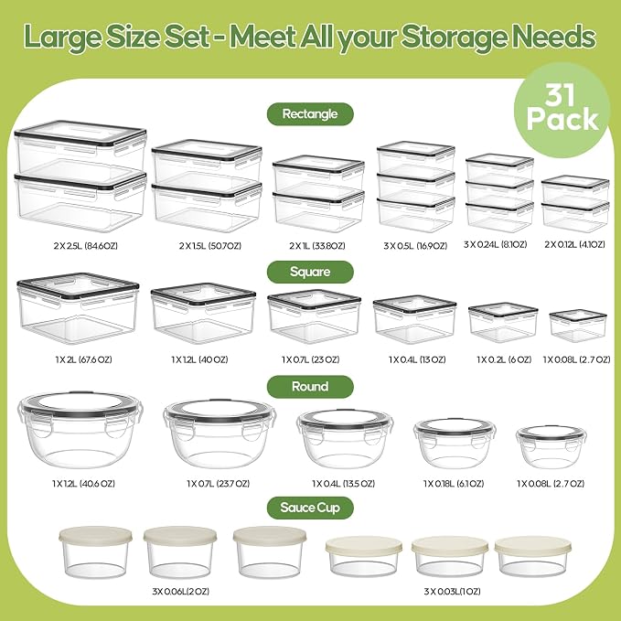 JSCARES 62 PCS Large Food Storage Containers - Image 2