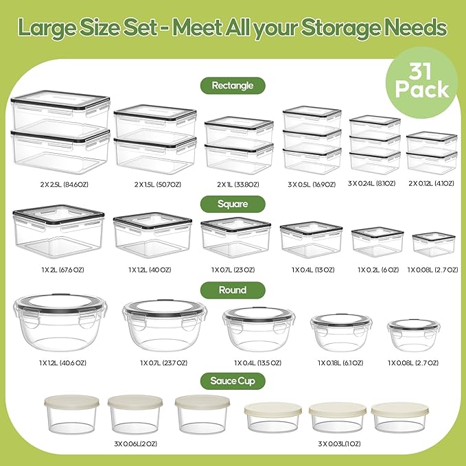 62 PCS Large Food Storage Containers - Image 2