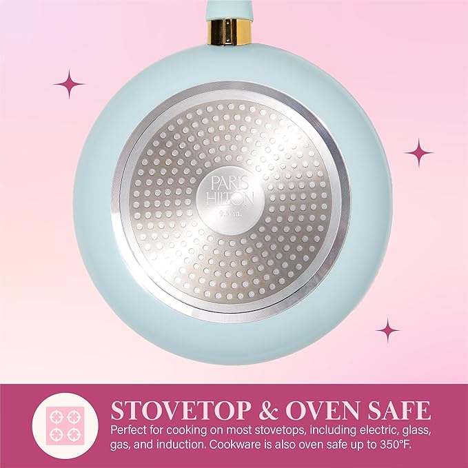 Paris Hilton Epic Nonstick Pots and Pans Set, Tempered Glass Lids, Soft Touch - Image 5