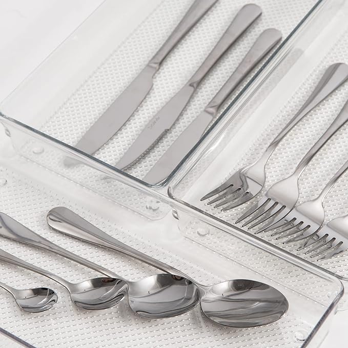 3 Pack Large Clear Plastic Drawer Organizer Tray Cutlery Utensil Makeups Drawer - Image 5