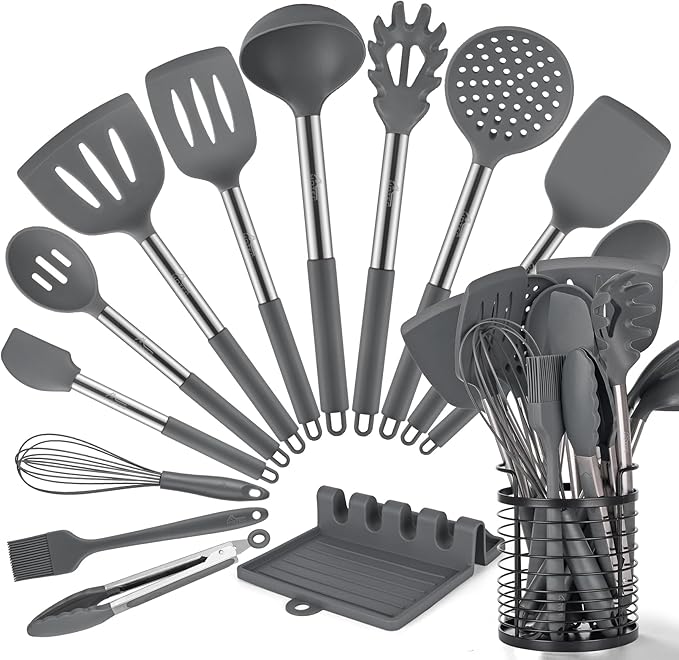 HOTEC 446°F Heat Resistant Silicone Kitchen Utensils, Cooking Utensil Set by Hotec