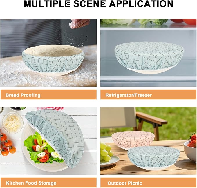 Reusable Bowl Covers for Bread Proofing（2 Large）- Cotton Beeswax Bowl Covers - Image 5