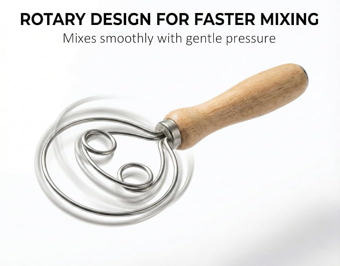 Danish Dough Whisk for Sourdough Bread, Stainless Steel Bread Dough Whisk - Image 4