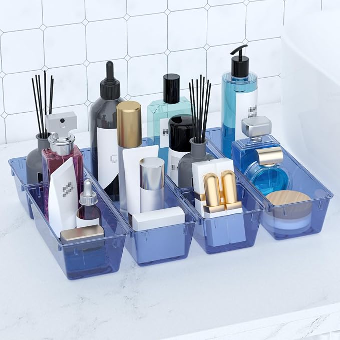 WOWBOX 6 Pack Clear Drawer Organizer Set, Acrylic Drawer Storage Trays - Image 6