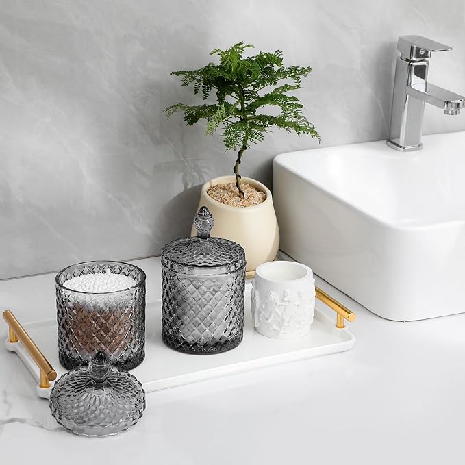 rejomiik Qtip Holder Glass Apothecary Jars - Image 2