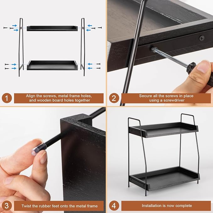ANBOXIT 2-Tier Coffee Station Organizer, Wooden Kitchen Counter Shelf - Image 5