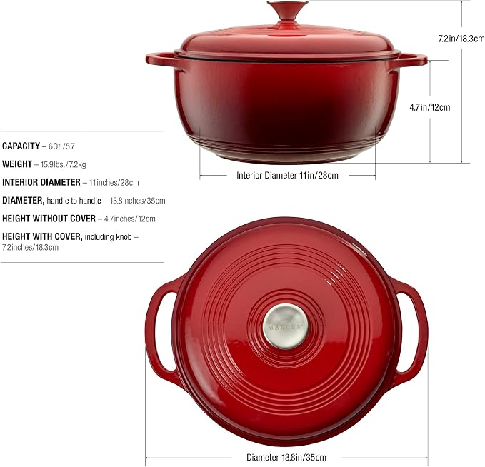 Mercer Culinary Enameled Cast Iron Round Dutch Oven, 6 qt. - Image 5