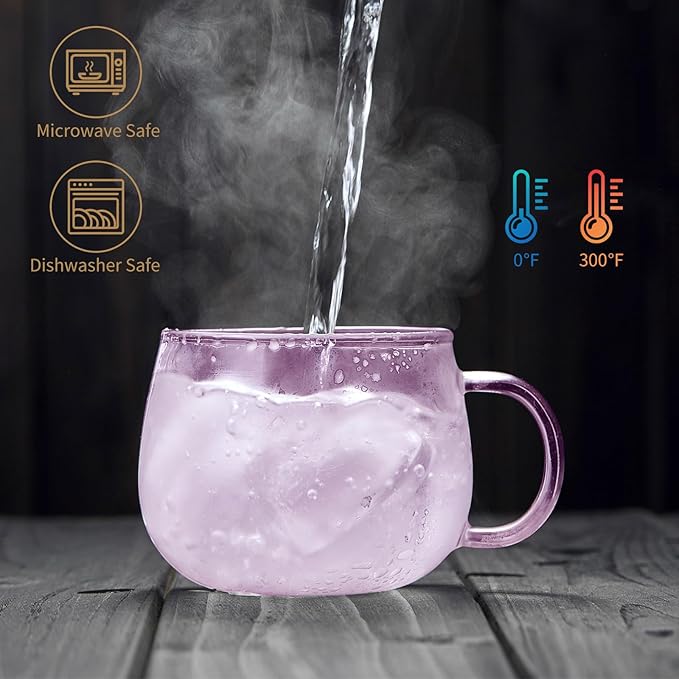 DOPUDO 11oz Pink Glass Tea Cup - Image 5
