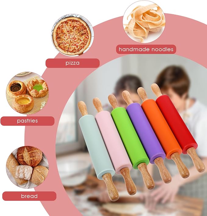6 Pack Small Rolling Pins for Kids, Silicone Rolling Pin - Image 5