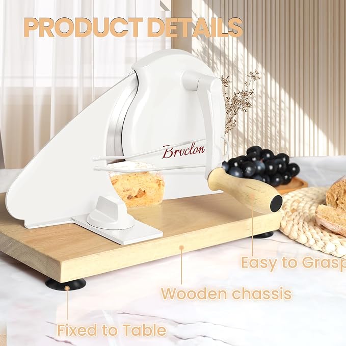 Brvclon Manual Bread Slicer Adjustable Thickness, Hand Crank Bread Slicer - Image 7