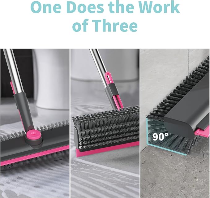 AIR U+ Floor Scrub Brush with Long Handle, 3 in 1 Scrape and Heavy-Duty Stiff - Image 3