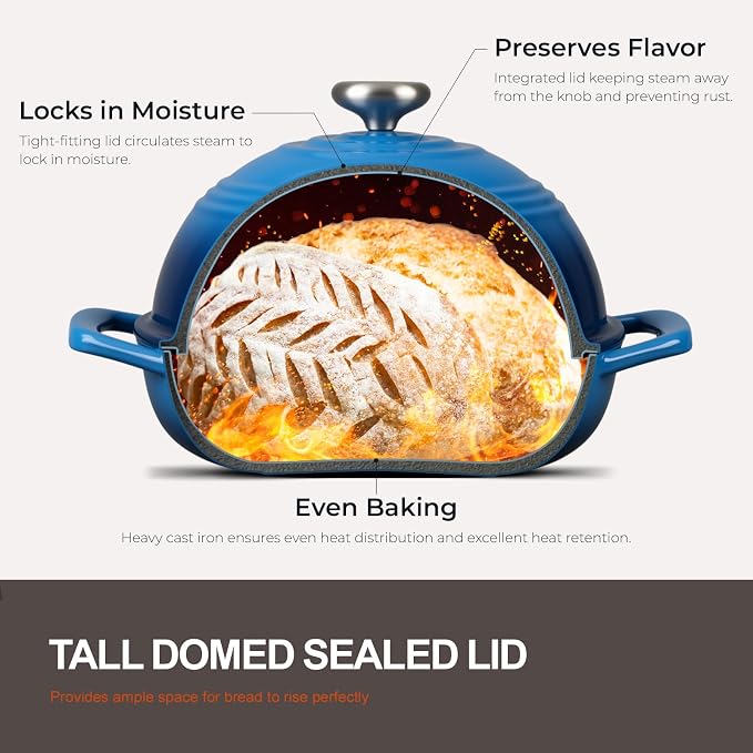 Overmont Enameled Cast Iron Bread Oven - 6QT Bread Dutch Oven - Image 4