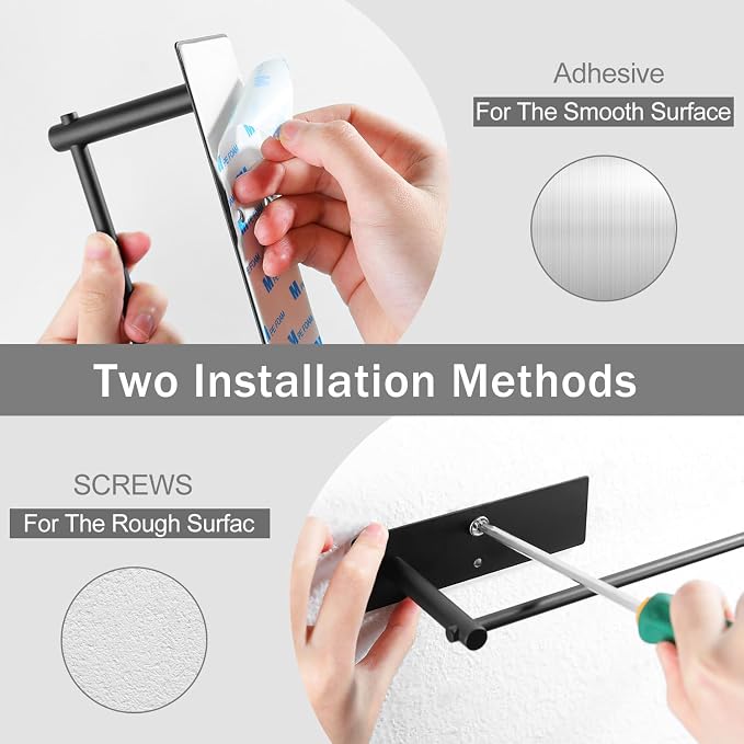 SUNTECH 2 Pack Paper Towel Holder Under Cabinet, Adhesive or Drilling Paper - Image 5