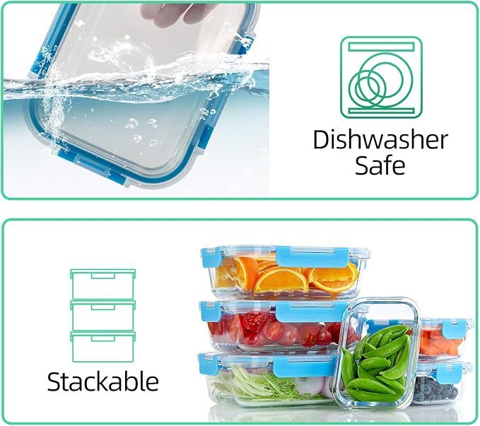 C CREST Glass Meal Prep Containers, Glass Food Storage Containers - Image 6