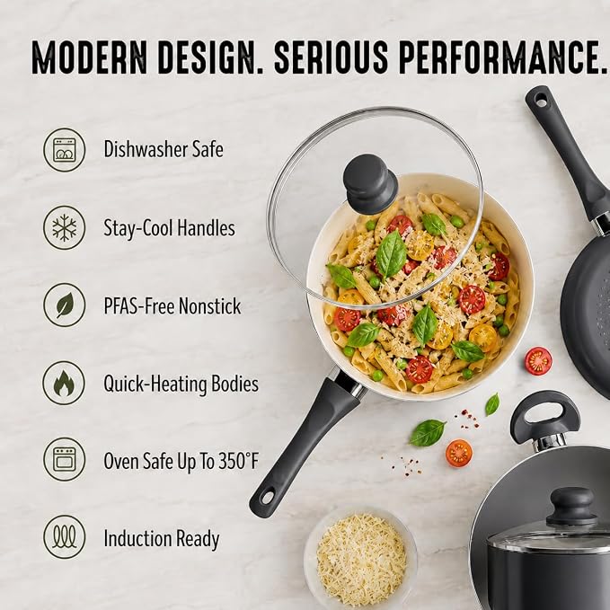 GreenLife 16-Piece Nonstick Cookware Set, Non-Toxic Ceramic Pots and Pans Set - Image 7