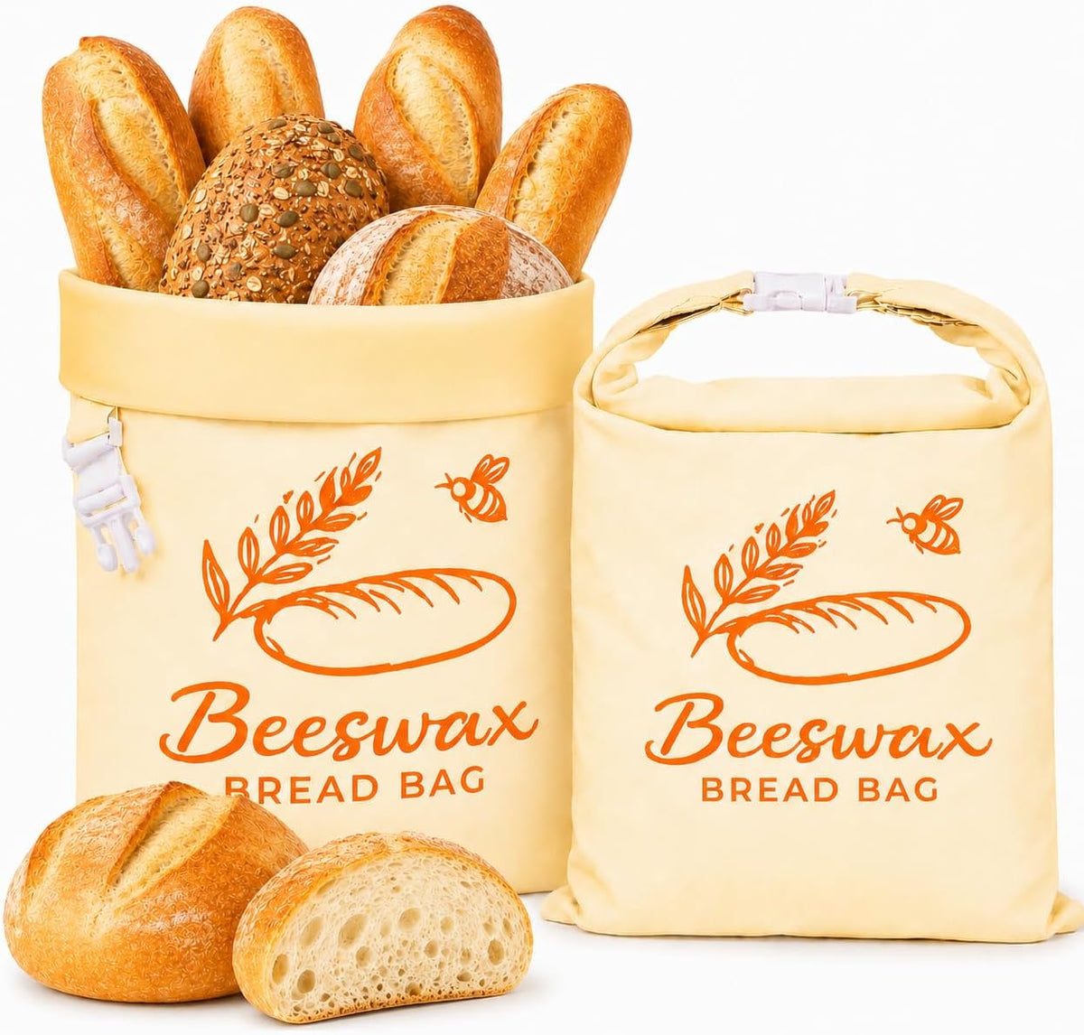 2 Pack Beeswax Bread Bags for Homemade Bread & Sourdough