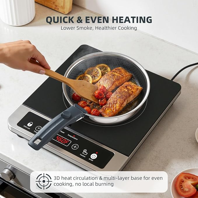 Ciwete Hybrid Non Stick Frying Pans Set 4-Piece, 8 & 9.5 Inch Tri-Ply Stainless - Image 5