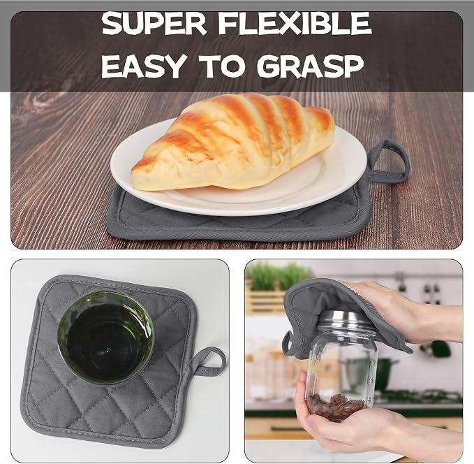 Oven Mitts and Pot Holders Set, Heat Resistant Silicone Kitchen Mini Oven - Image 6