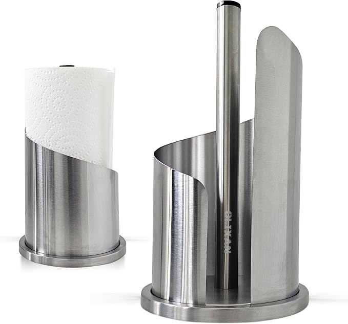 Stainless Steel Paper Towel Holder Countertop, Modern Spiral Cover Design by OLIXAN