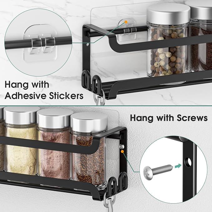 LUCYCAZ 2 Pack Wall Mounted Spice Rack - Image 6