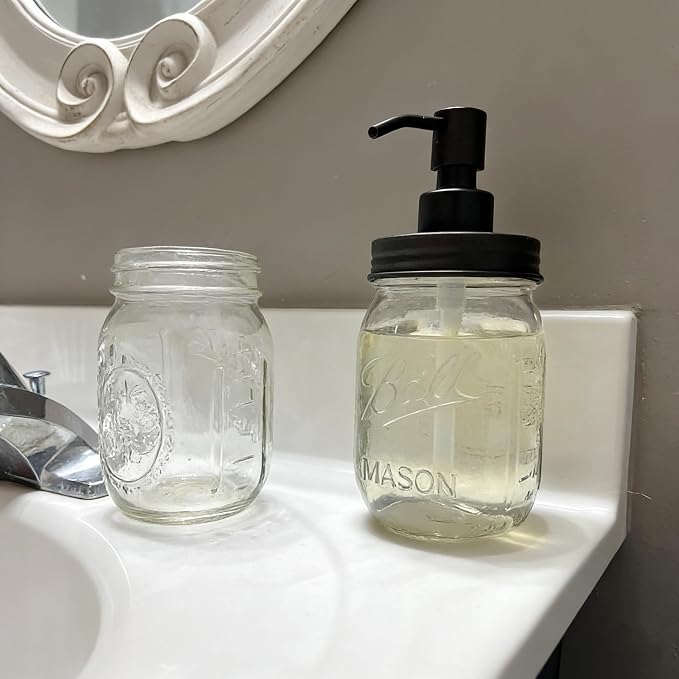 Amolliar Mason Jar Liquid Soap Dispenser Lid, Rust Proof Stainless Steel - Image 3