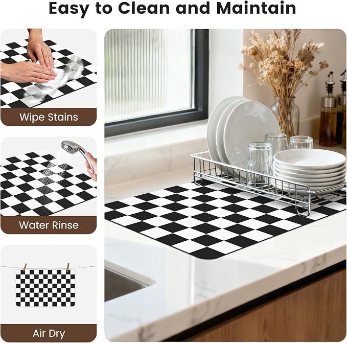 16" x 24" Checkered Dish Drying Mat - Image 7