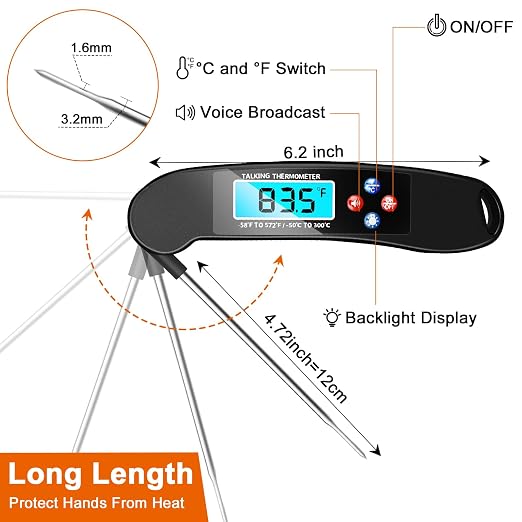Digital Talking Thermometer for The Blind, Waterproof Instant Read Food - Image 4
